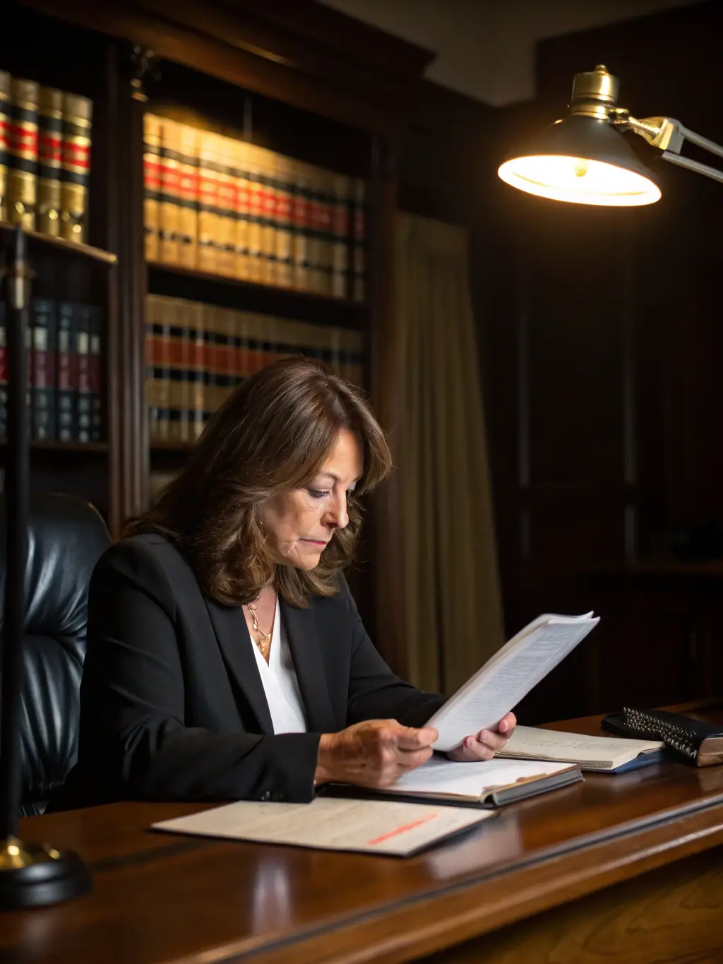 An image of a checklist with regulatory icons and a legal professional reviewing documents, symbolizing regulatory compliance.