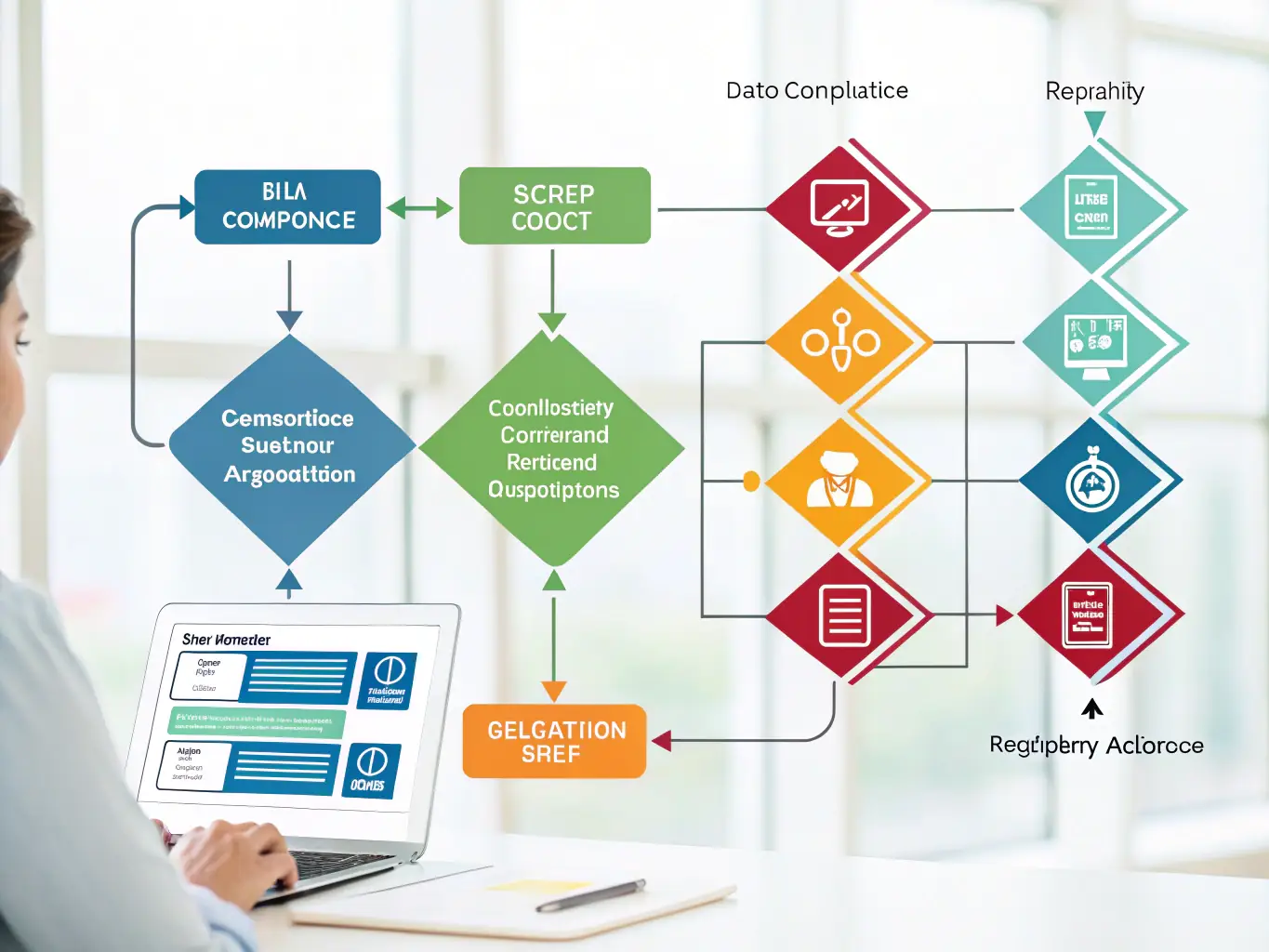 A simplified flowchart illustrating the legal processes for tech startups, highlighting key steps and requirements.