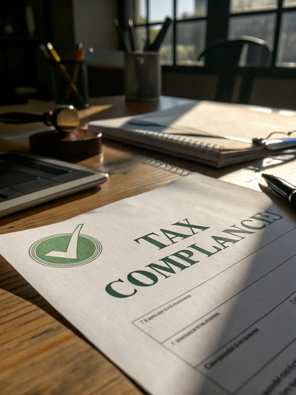 A visual representation of regulatory compliance, showing a checklist with various legal requirements being ticked off, symbolizing adherence to industry standards.